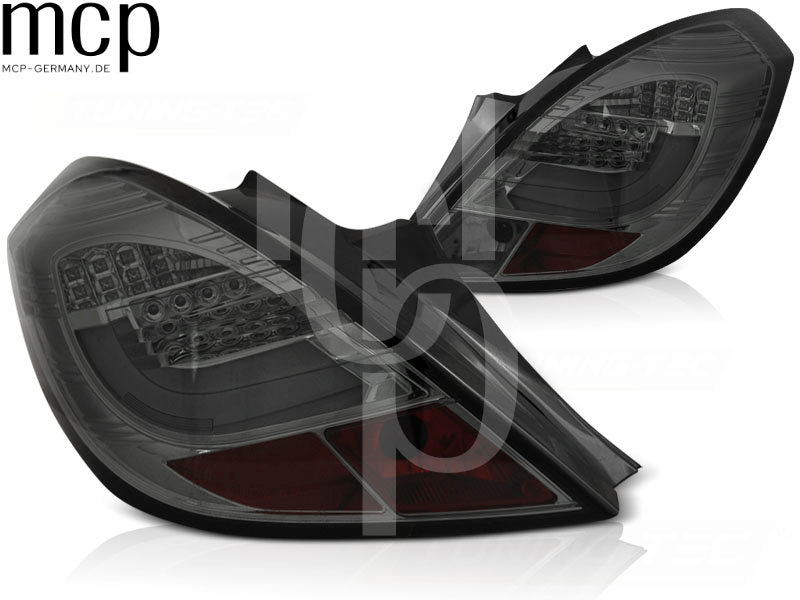LED Lightbar Rückleuchten Set für Opel Corsa D Schrägheck 3-Türer (04/06 bis 10/14) in Smoke