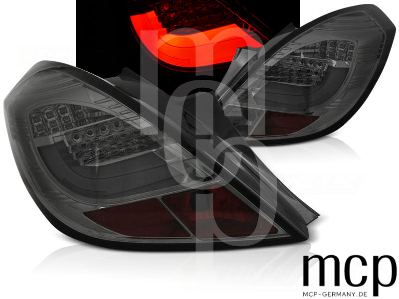 LED Lightbar Rückleuchten Set für Opel Corsa D Schrägheck 3-Türer (04/06 bis 10/14) in Smoke