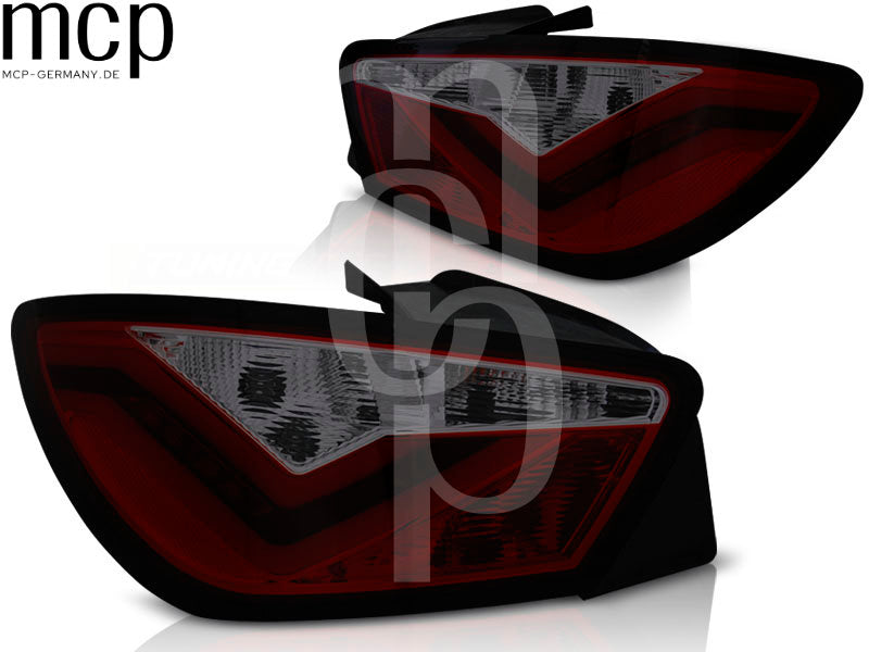 LED Lightbar Rückleuchten Set für Seat Ibiza 6J Schrägheck 3-Türer (06/2008 bis 2012) in Rot/Smoke