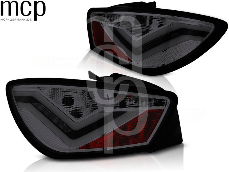 LED Lightbar Rückleuchten Set für Seat Ibiza 6J Schrägheck 3-Türer (06/2008 bis 2012) in Smoke