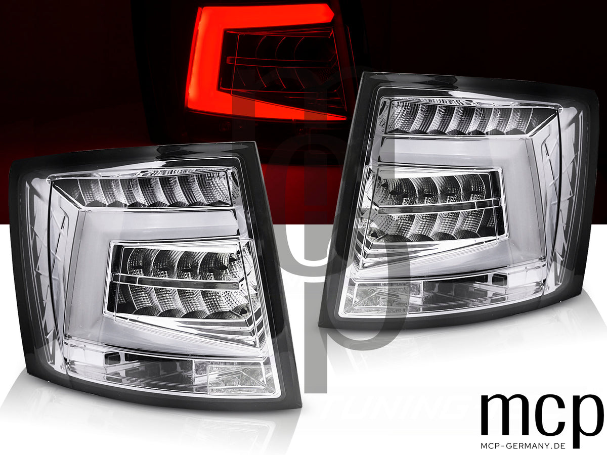 Voll LED Lightbar Rückleuchten Set für Skoda Octavia III Kombi (2012 bis 2020) in Chrom mit Dynamischem Blinker