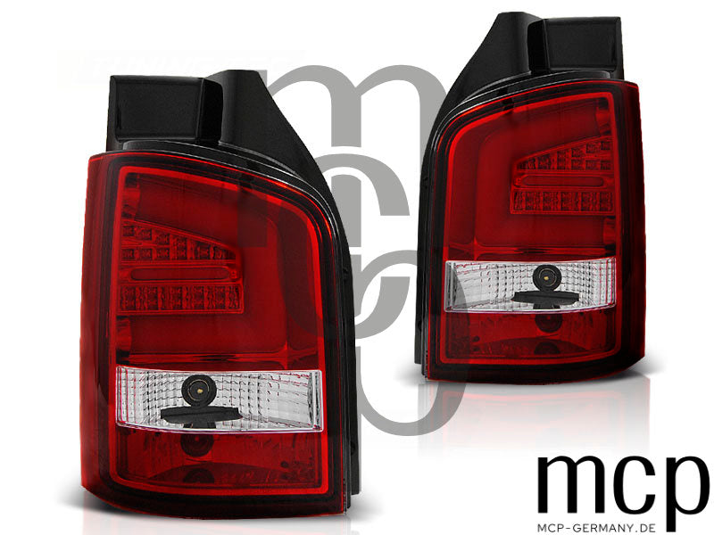 LED Lightbar Rückleuchten Set für VW T5 (05/03 bis 10/09) in Rot/Klar