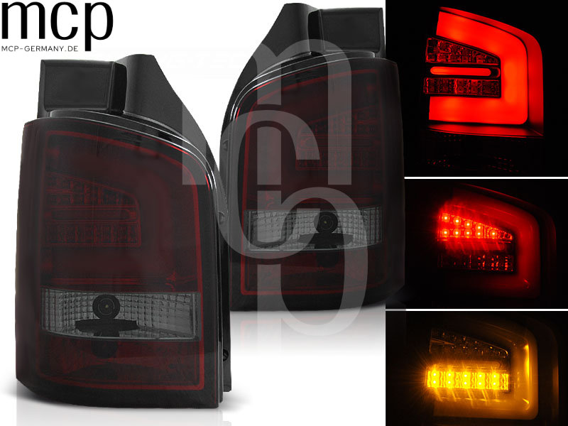 LED Lightbar Rückleuchten Set für VW T5 (05/03 bis 10/09) in Rot/Smoke