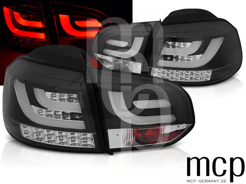 LED Lightbar Rückleuchten Set für VW Golf 6 (VI) Limousine (10/08 bis 10/12) in Schwarz