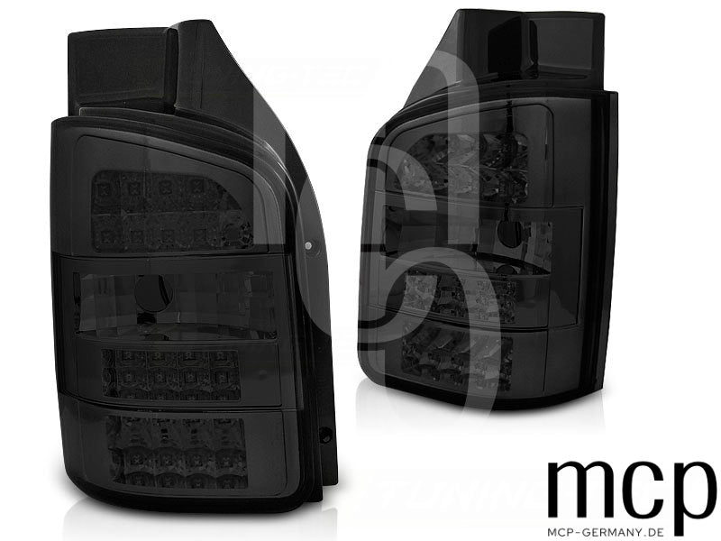 LED Rückleuchten Set für VW T5 GP Facelift Transporter mit Flügeltüren (11/09 bis 06/15) in Smoke