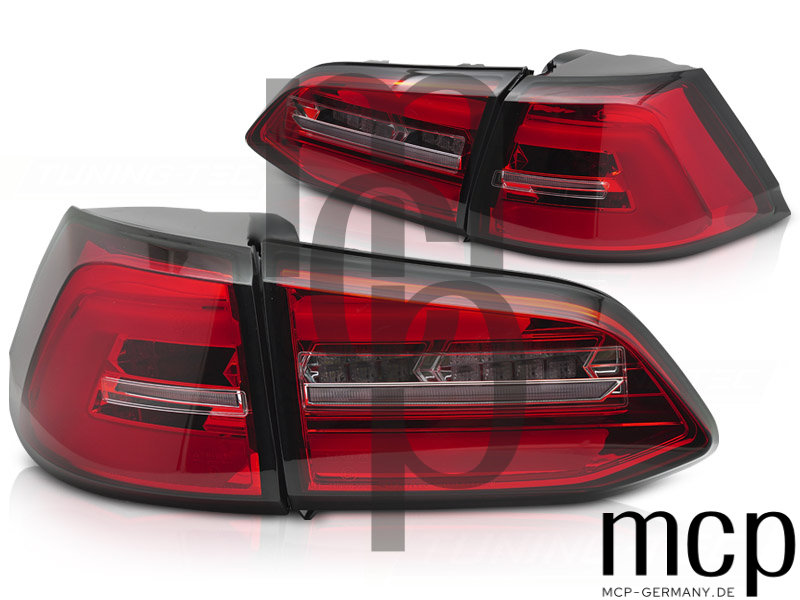 Voll LED Lightbar Rückleuchten Set für VW Golf VII Variant Facelift (2017 bis 2019) in Rot/Klar mit Dynamischem Blinker