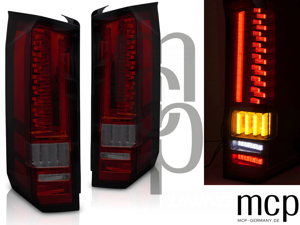 Voll LED Rückleuchten Set für VW Crafter und MAN TGE (ab 2017) in Rot/Smoke mit dynamischen Blinkern