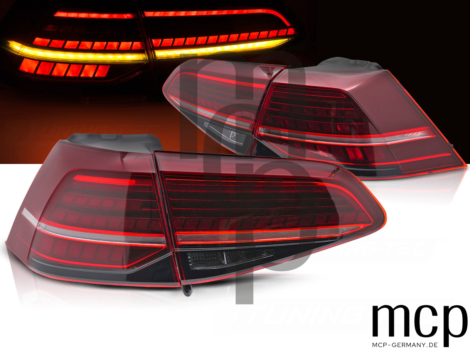 Voll LED Rückleuchten Set für VW Golf 7 Hatchback (2013 bis 2019) in Rot mit Dynamischem Blinker