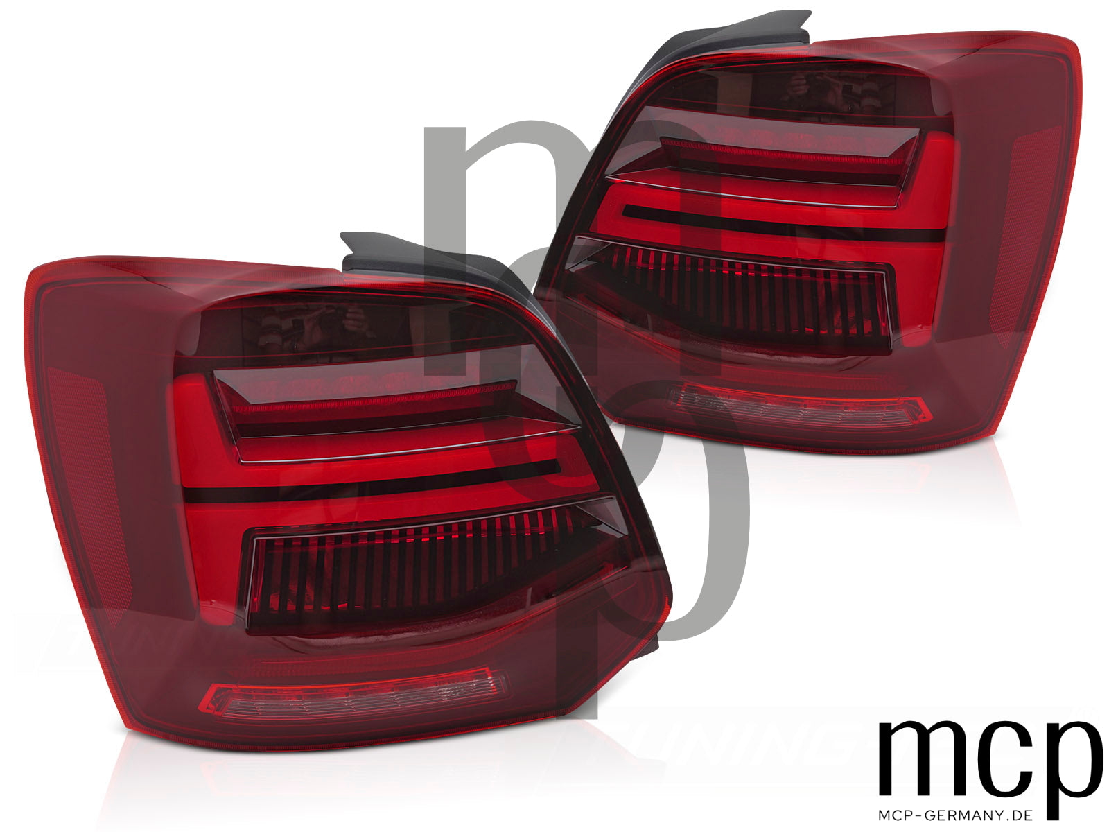 Voll LED Lightbar Rückleuchten Set für VW Polo V 6R Hatchback (2009 bis 2017) in Rot mit Dynamischem Blinker