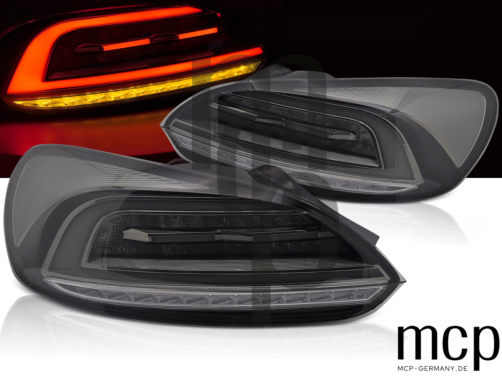 Voll LED Lightbar Rückleuchten Set für VW Scirocco III (2008 bis 2014) in Smoke mit Dynamischem Blinker