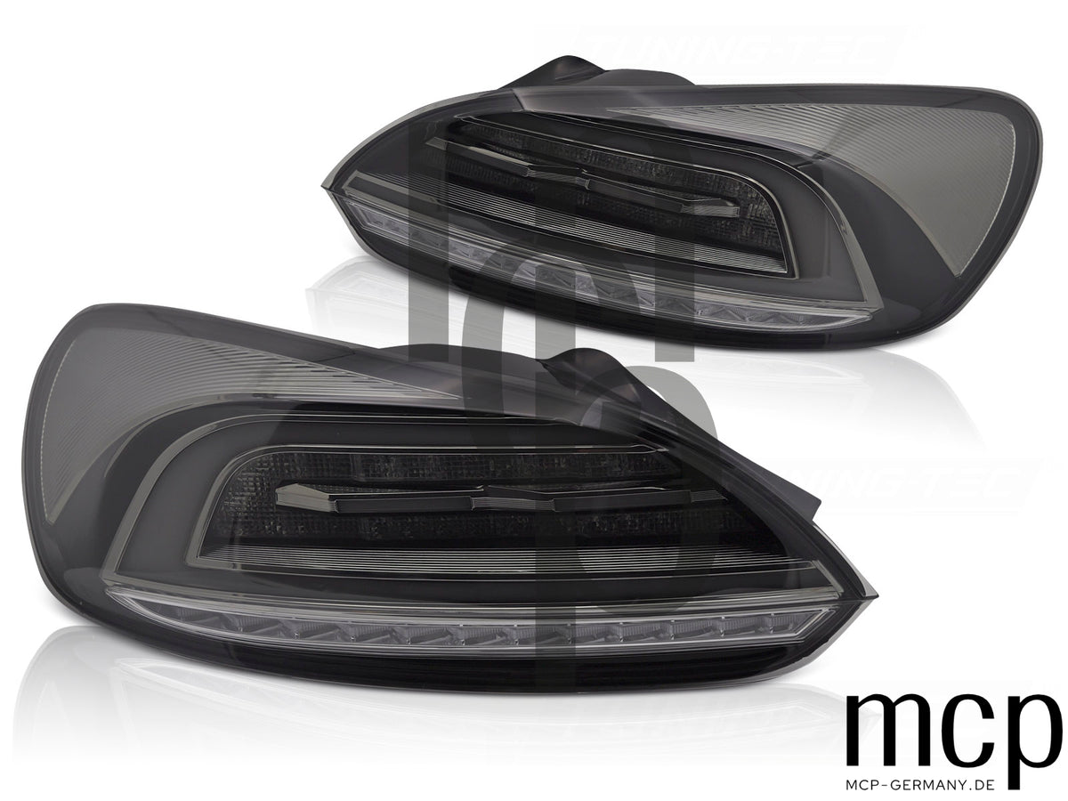 Voll LED Lightbar Rückleuchten Set für VW Scirocco III (2008 bis 2014) in Smoke mit dynamischen Blinkern