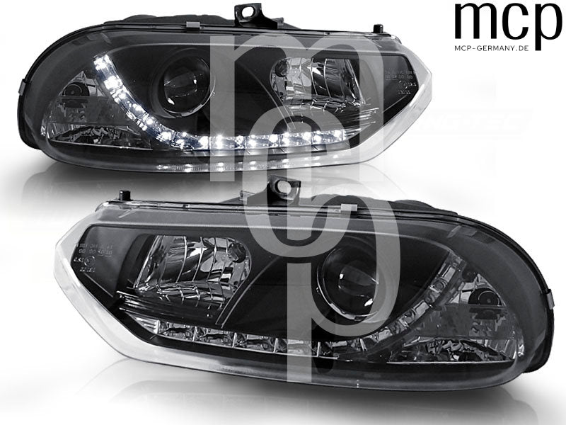 LED Tagfahrlicht Scheinwerfer Set für Alfa Romeo 156 (10/1997 bis 06/2003) in Schwarz