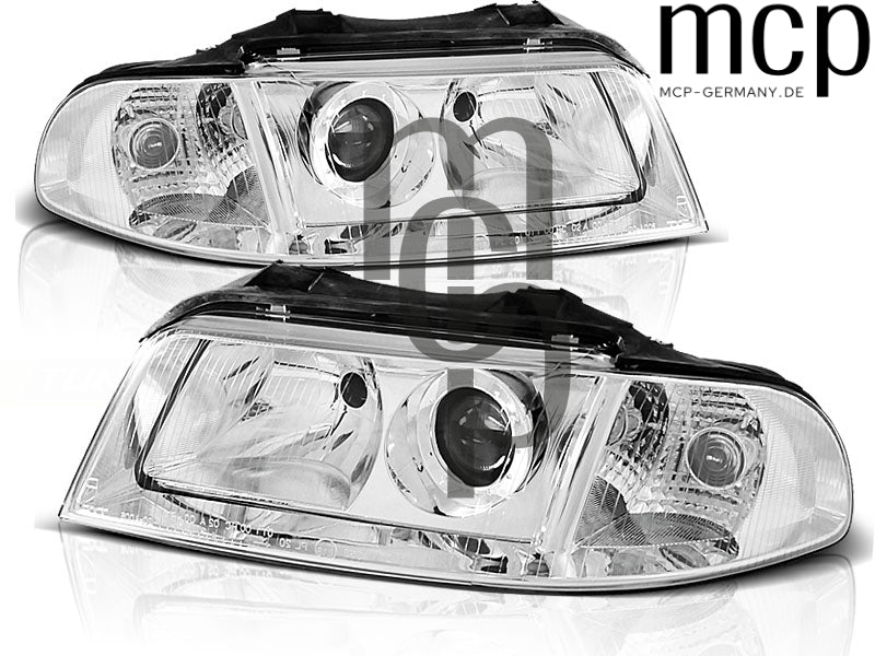 Scheinwerfer Set für Audi A4 (01/1999 bis 11/2000) in Chrom