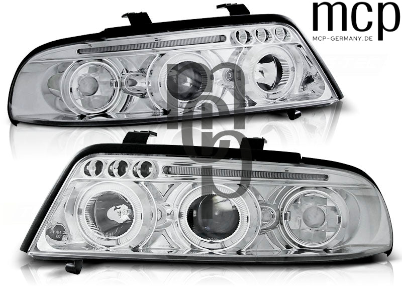 Angel Eyes Scheinwerfer Set für Audi A4 (01/1999 bis 09/2000) in Chrom