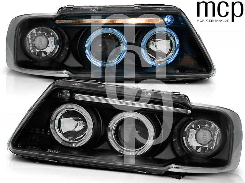 Angel Eyes Scheinwerfer Set für Audi A3 8L (08/1996 bis 08/2000) in Schwarz