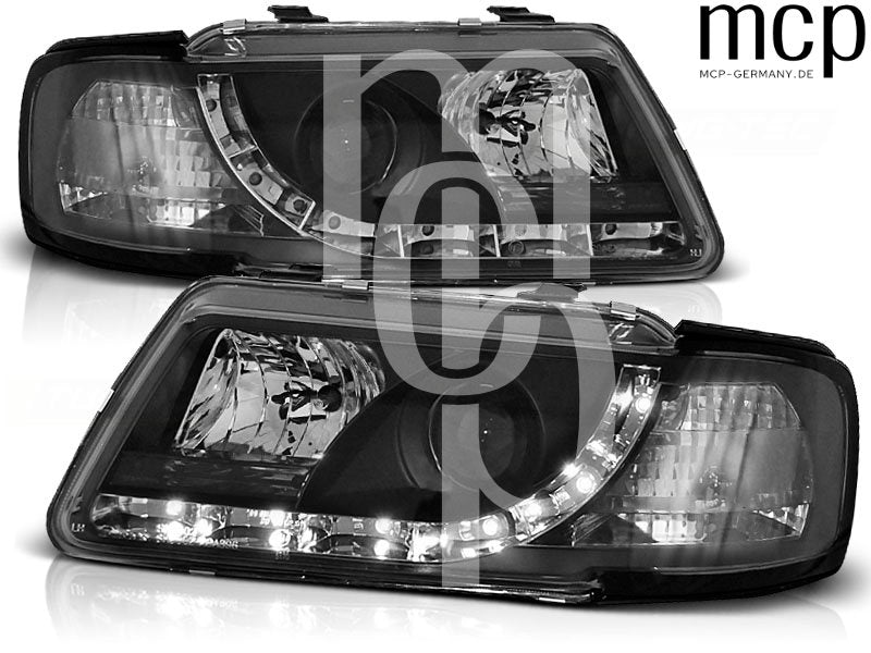 LED Tagfahrlicht Scheinwerfer Set für Audi A3 8L (08/1996 bis 08/2000) in Schwarz