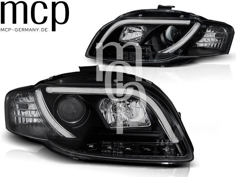 LED Tagfahrlicht Scheinwerfer Set für Audi A4 B7 (11/2004 bis 03/2008) in Schwarz