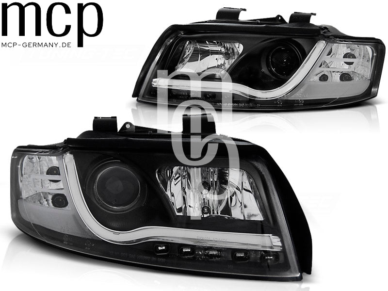 LED Tagfahrlicht Scheinwerfer Set für Audi A4 (10/2000 bis 10/2004) in Schwarz