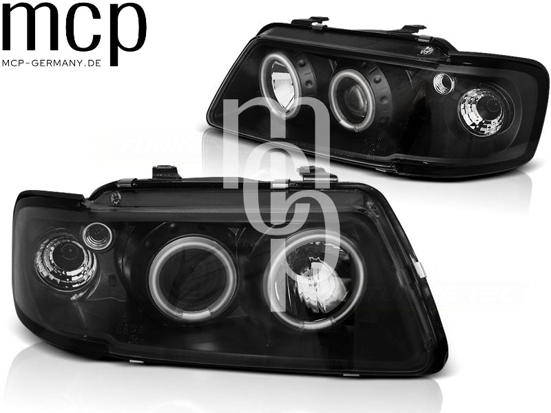 CCFL Angel Eyes Scheinwerfer Set für Audi A3 8L (08/1996 bis 08/2000) in Schwarz