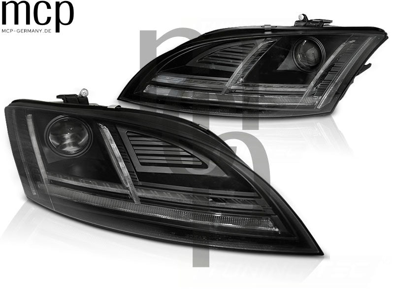 Xenon Scheinwerfer Set für Audi TT 8J (2010 bis 2014) in Schwarz mit LED Tagfahrlicht und dynamischem Blinker