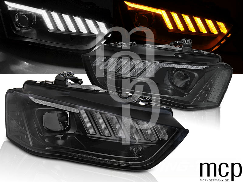 Xenon Scheinwerfer Set für Audi A4 B8 (2012 bis 2015) in Schwarz mit LED Tagfahrlicht
