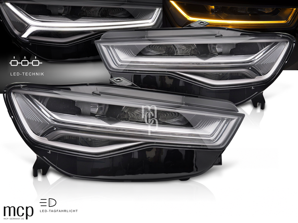 Voll LED Scheinwerfer Set für Audi A6 C7 Limousine (2014 bis 2018) mit LED Tagfahrlicht – Ansicht 1