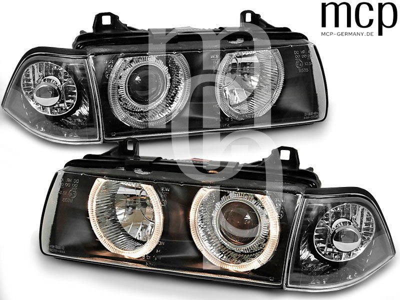 Angel Eyes Scheinwerfer Set für BMW 3er E36 Coupé / Cabrio (12/1990 bis 08/1999) in Schwarz – Produktansicht