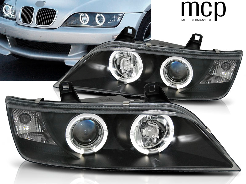 Angel Eyes Scheinwerfer Set für BMW Z3 Coupé / Roadster (01/1996 bis 2002) in Schwarz – Einbauansicht