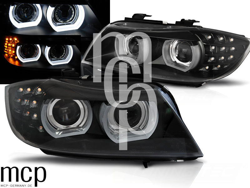 Xenon Scheinwerfer Set für BMW 3er E90/E91 (2009 bis 2011) in Schwarz mit LED Tagfahrlicht