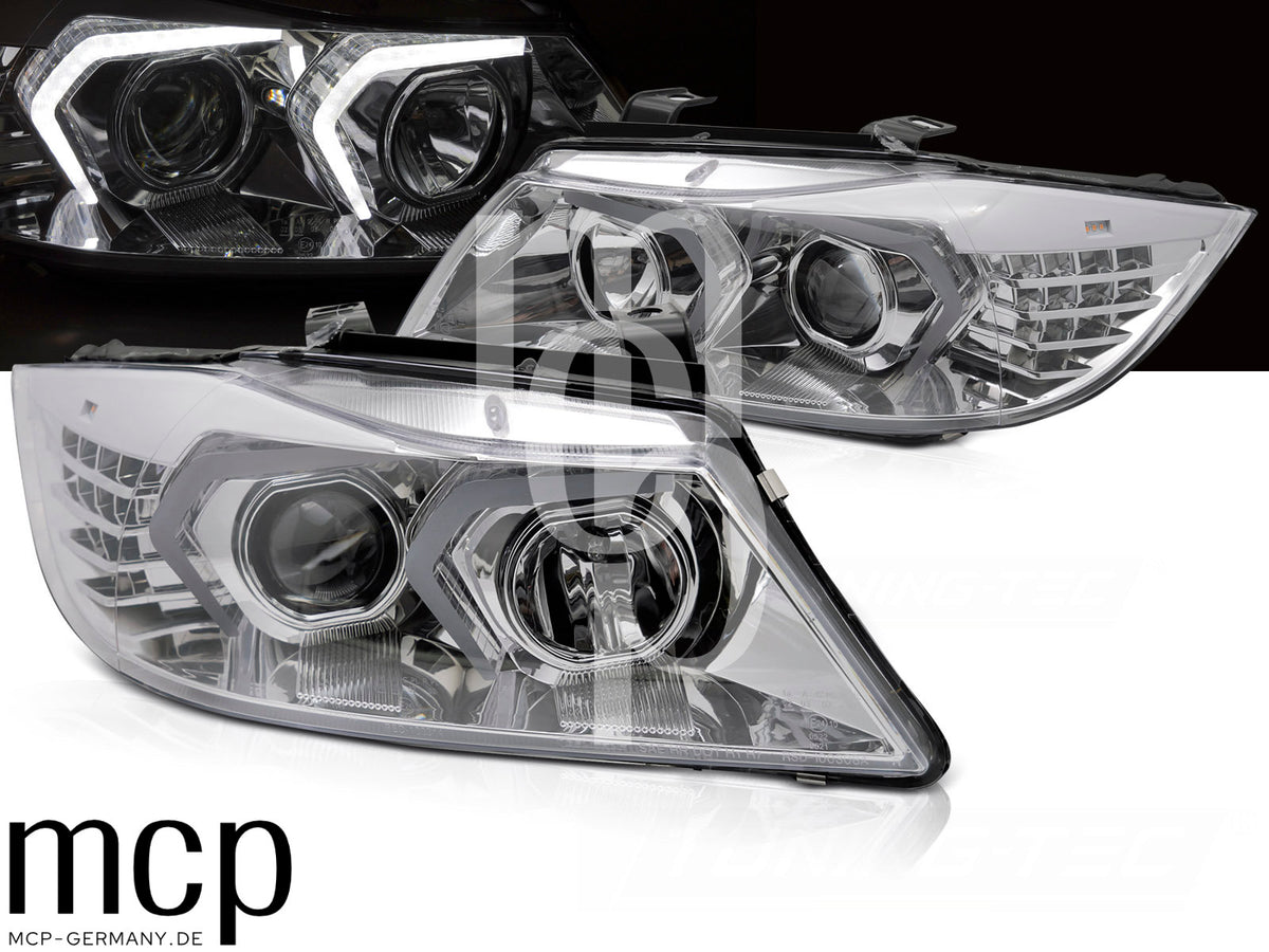 Scheinwerfer Set für BMW 3er E90/E91 (2005 bis 2008) in Chrom