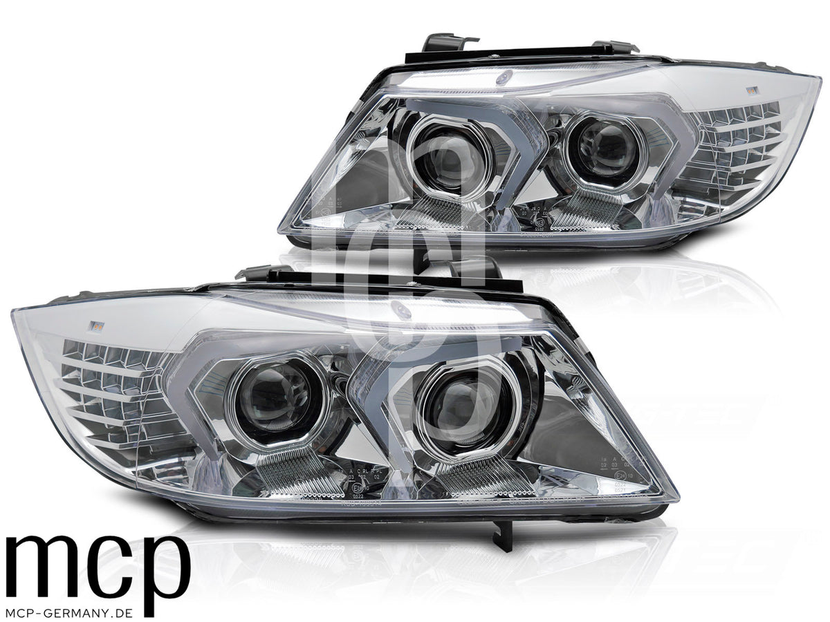 Voll LED Scheinwerfer Set für BMW 3er E90/E91 (2005 bis 2008) in Chrom