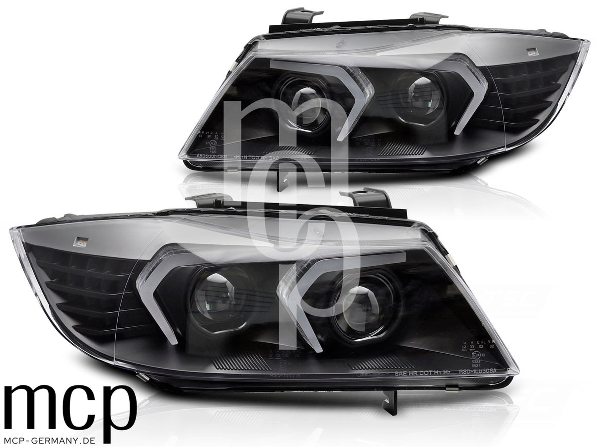 Voll LED Scheinwerfer Set für BMW 3er E90/E91 (2005 bis 2008) in Schwarz