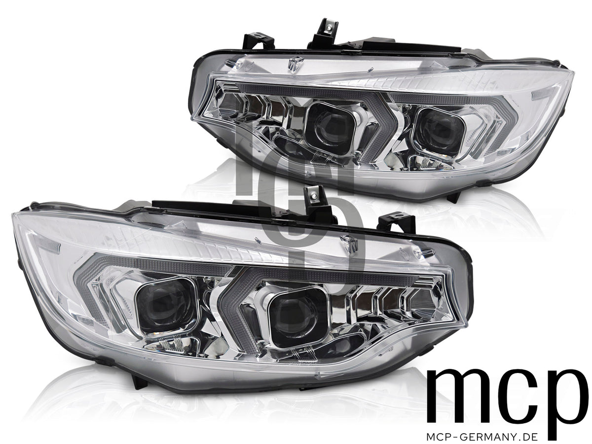 Xenon Scheinwerfer Set für BMW 4er F32/F33 (2013 bis 2017) in Chrom mit LED Tagfahrlicht