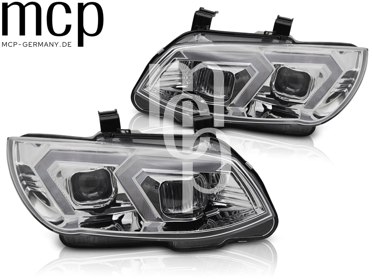 Voll LED Scheinwerfer Set für BMW 3er E92 / E93 LCI (2010 bis 2013) in Chrom mit LED Tagfahrlicht – Setansicht