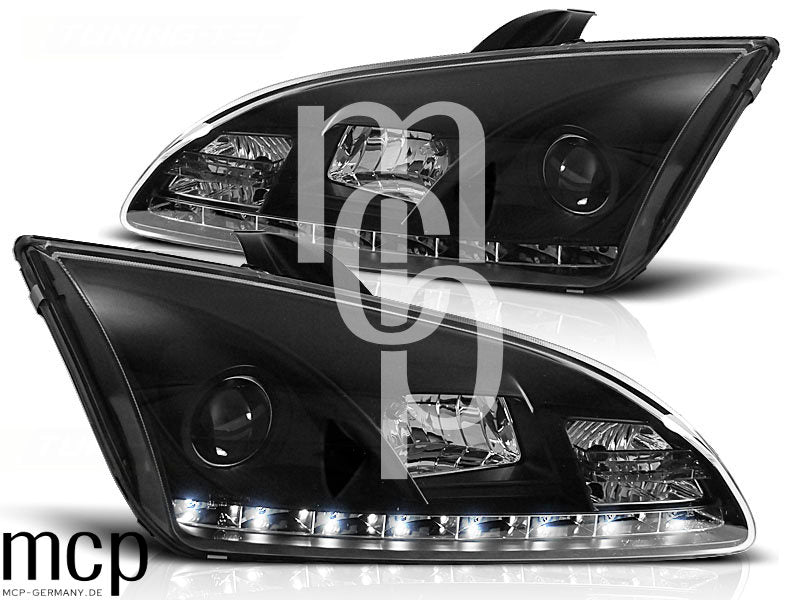 Scheinwerfer Set für Ford Focus II (09/2004 bis 01/2008) in Schwarz