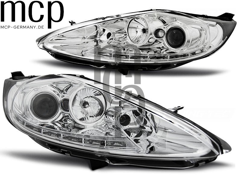 Scheinwerfer Set für Ford Fiesta MK7 (08/2008 bis 09/2012) in Chrom