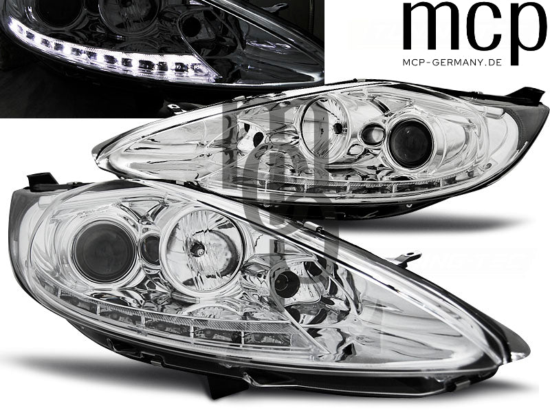 Scheinwerfer Set für Ford Fiesta MK7 (08/2008 bis 09/2012) in Chrom