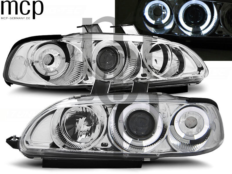 Angel Eyes Scheinwerfer Set für Honda Civic 2D/3D (09/1991 bis 08/1995) 2D/3D in Chrom