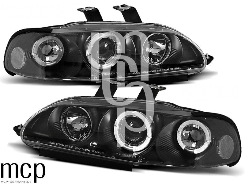 Angel Eyes Scheinwerfer Set für Honda Civic 2D/3D (09/1991 bis 08/1995) in Schwarz – LPHO02 – Produktansicht
