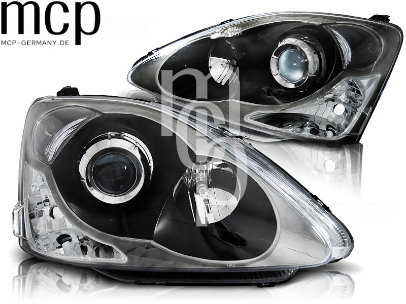 Scheinwerfer Set für Honda Civic Schrägheck (2001 bis 2006) in Schwarz