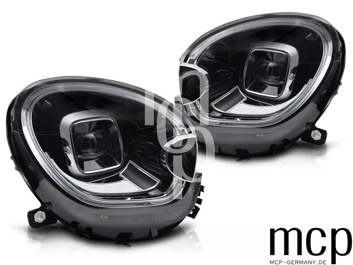 Voll LED Scheinwerfer Set für Mini Cooper R60 R61 (2010 bis 2016) in Schwarz mit LED Tagfahrlicht