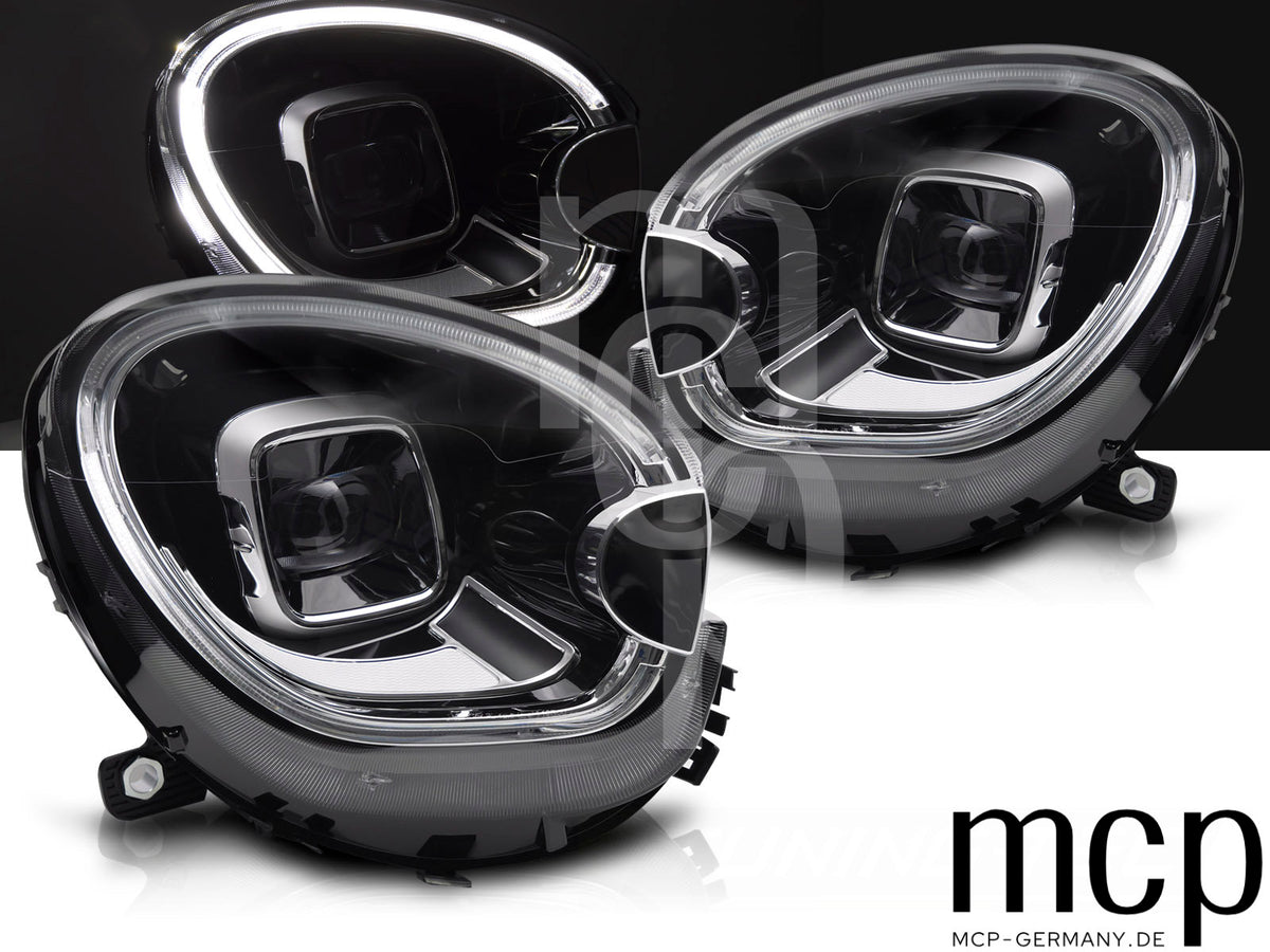 Voll LED Scheinwerfer Set für Mini Cooper R60 R61 (2010 bis 2016) in Schwarz mit LED Tagfahrlicht
