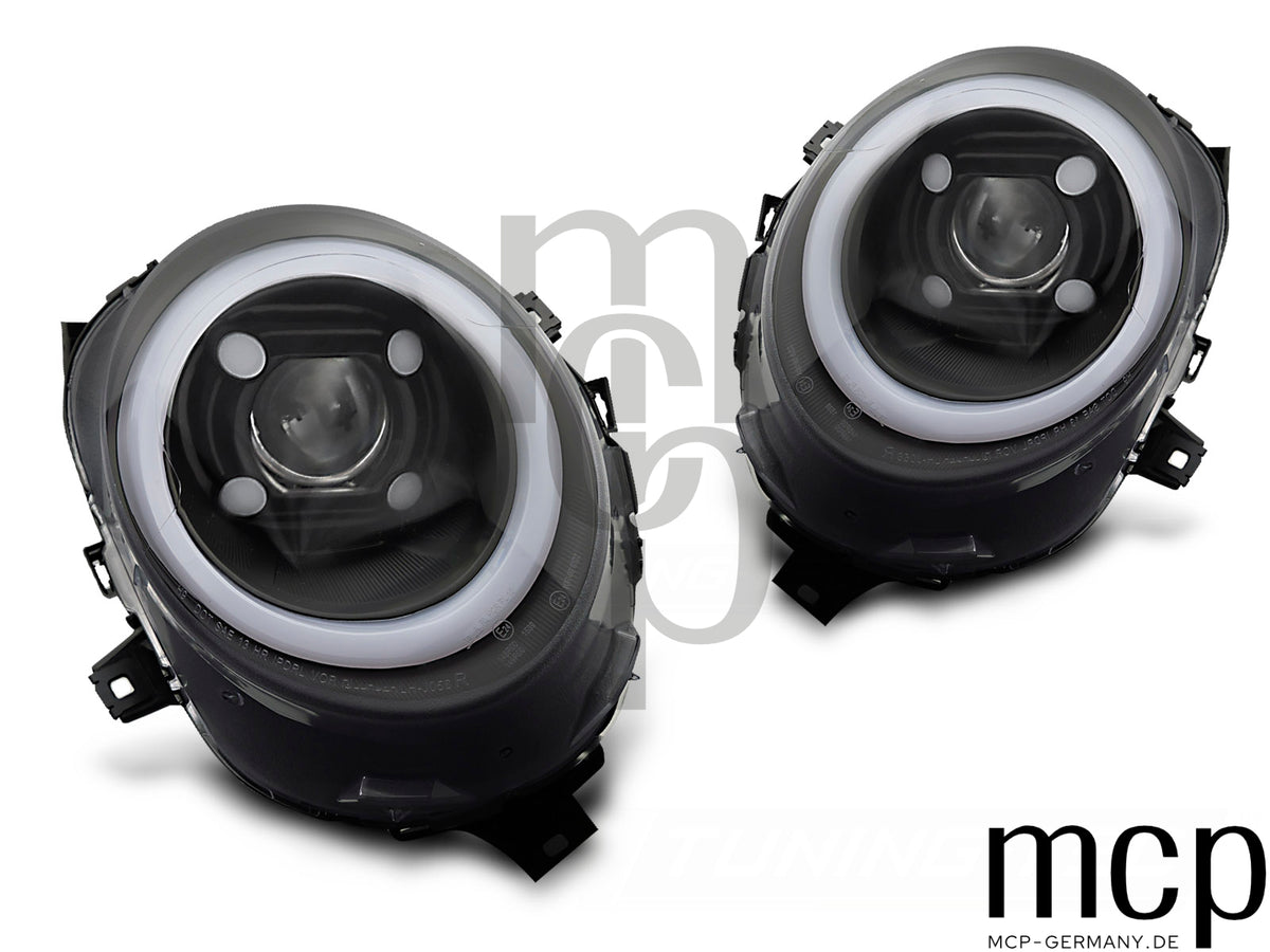 Scheinwerfer Set für Mini (Cooper) F55 / F56 / F57 (2014 bis 2017) in Schwarz mit LED Tagfahrlicht