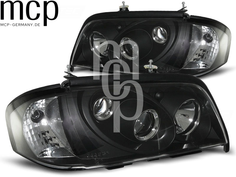 Scheinwerfer Set für Mercedes W202 C-Klasse (06/1993 bis 06/2000) in Schwarz