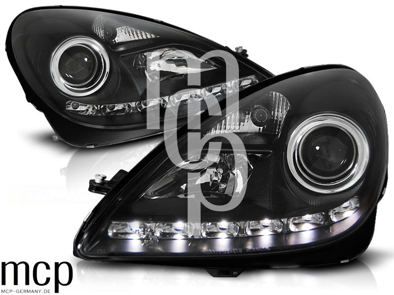 Scheinwerfer Set für Mercedes R171 SLK (2004 bis 2011) in Schwarz