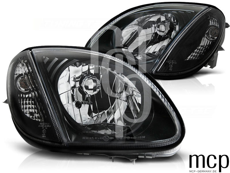 Scheinwerfer Set für Mercedes R170 SLK (04/1996 bis 2004) in Schwarz