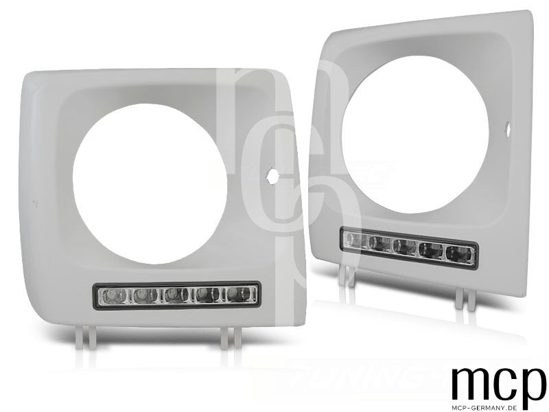 Scheinwerferrahmen Set für Mercedes W461,W463 (2001 bis 2012) unlackiert mit LED Tagfahrlicht