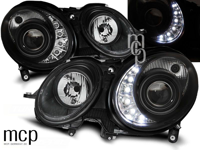 Xenon Scheinwerfer Set für Mercedes-Benz E-Klasse W211 (03/2002 bis 04/2006) in Schwarz