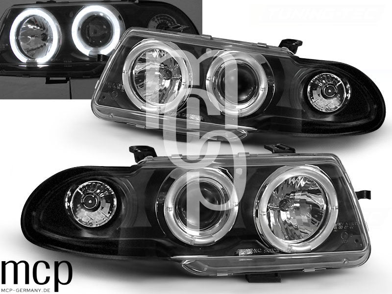Angel Eyes Scheinwerfer Set für Opel Astra F (09/1991 bis 08/1994) in Schwarz