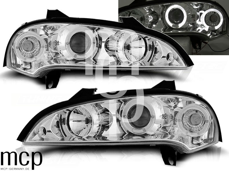 Angel Eyes Scheinwerfer Set für Opel Tigra (09/1994 bis 12/2000) in Chrom